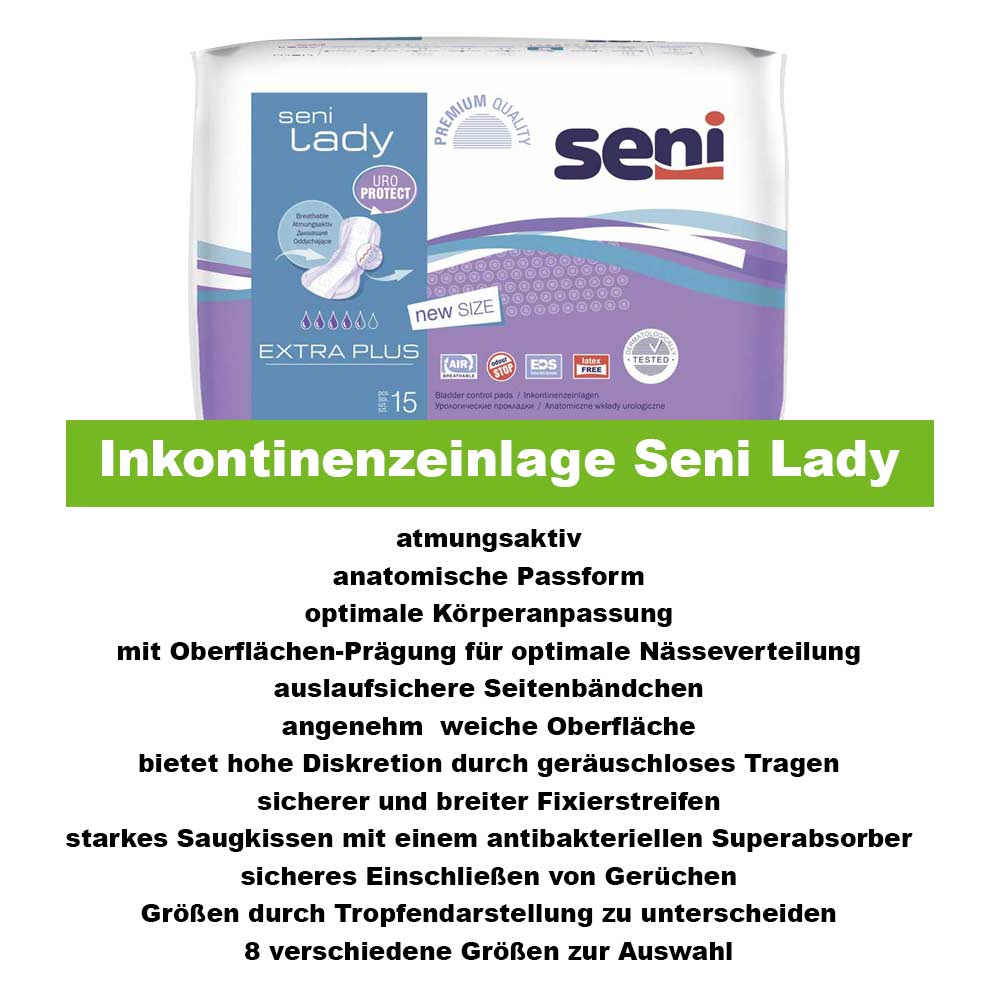 Seni Lady Inkontinenzeinlagen, atmungsaktiv, Extra Plus, 1x 15St