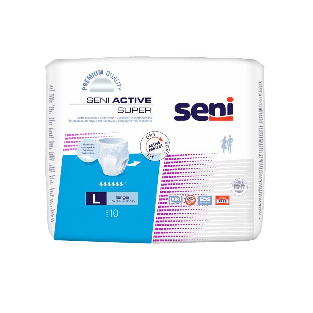 Seni Active Super Inkontinenzslips, aufreißbar, Auslaufsperre, S-XL