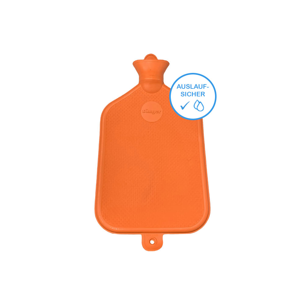 Gummi-Wärmflasche von Sänger, glatt, 3 Liter, orange