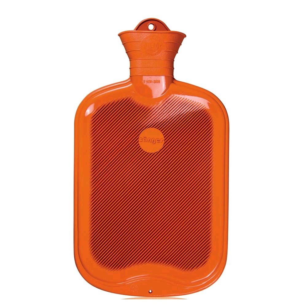 Sänger Gummi-Wärmflasche, einseitig Lamellen, 2 Liter, orange