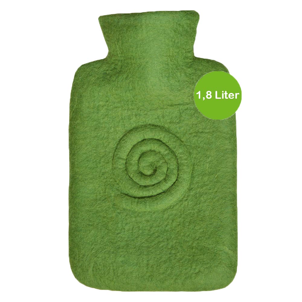 Hugo Frosch Klassik Wärmflasche 1,8 L, Filzbezug, Spirale Kiwi