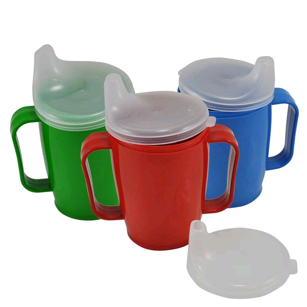 Dr Junghans Schnabelbecher, -tasse, mit Griff, 2 Deckel, 250 ml, weiß