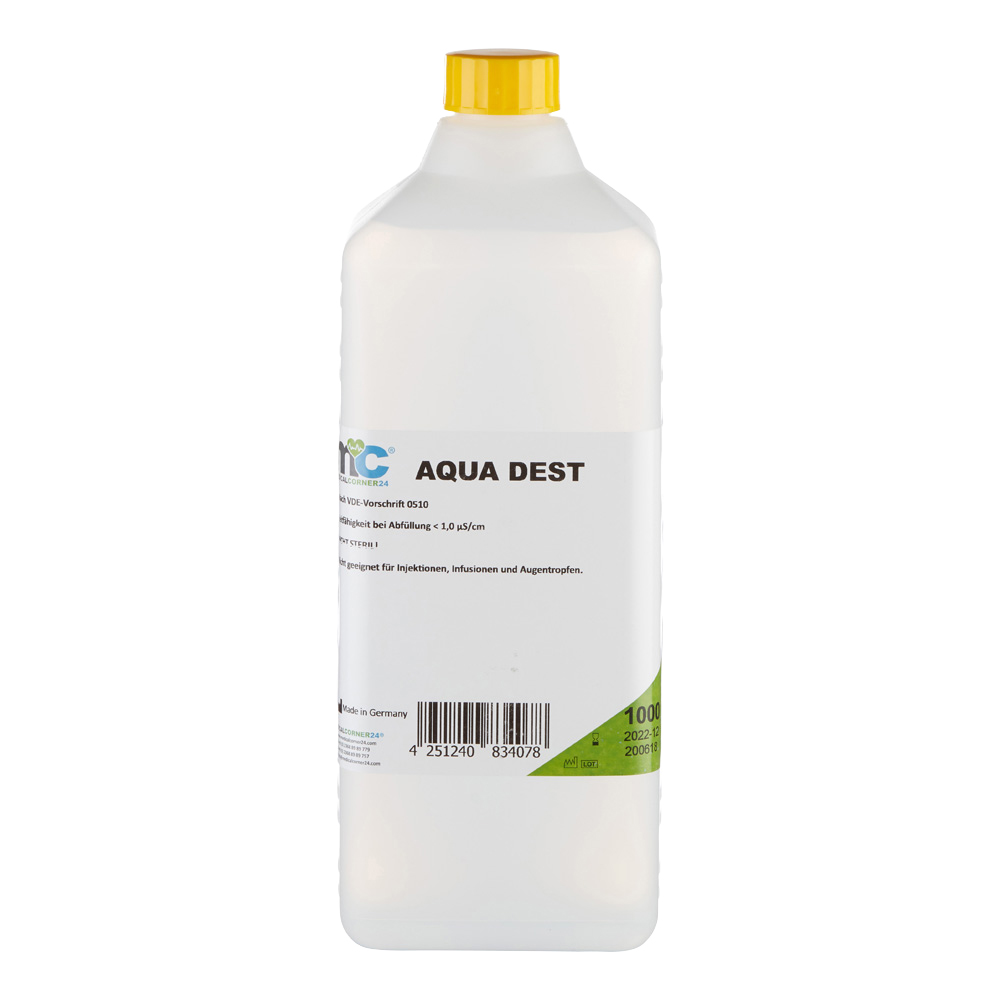 Destilliertes Wasser AQUA DEST, unsteril und mikrofiltriert, 23 x 1 L