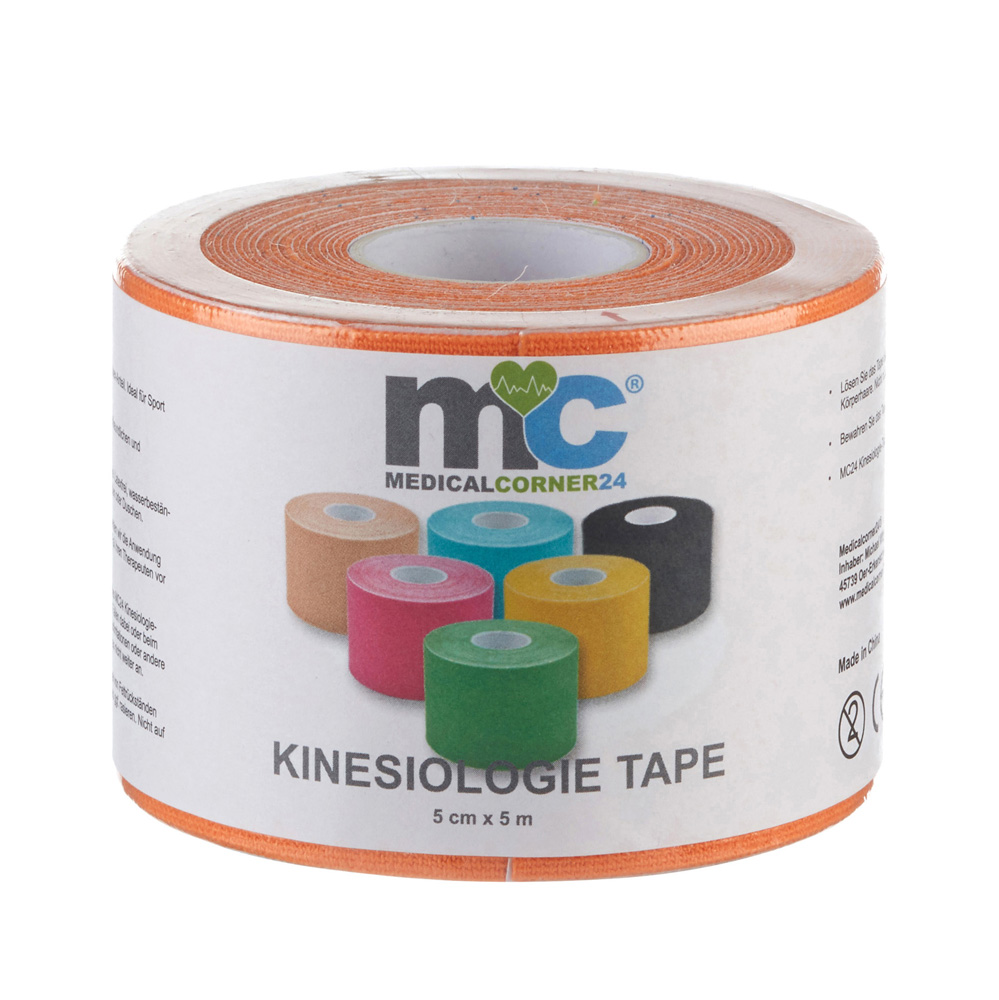 Medicalcorner24 Power Kinesiologie Tape, 5cmx5m, 1 Rolle, orange