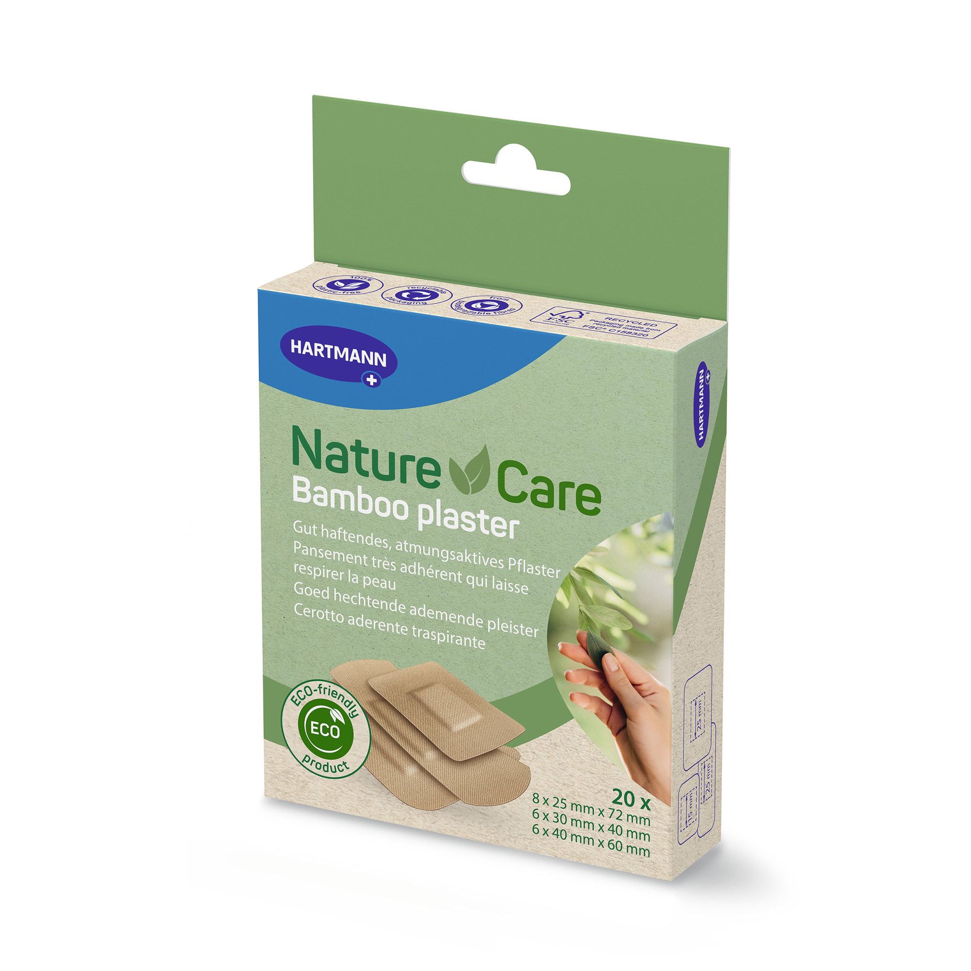 Hartmann Nature Care, Bambus-Pflasterstrips in 3 verschiedenen Größen